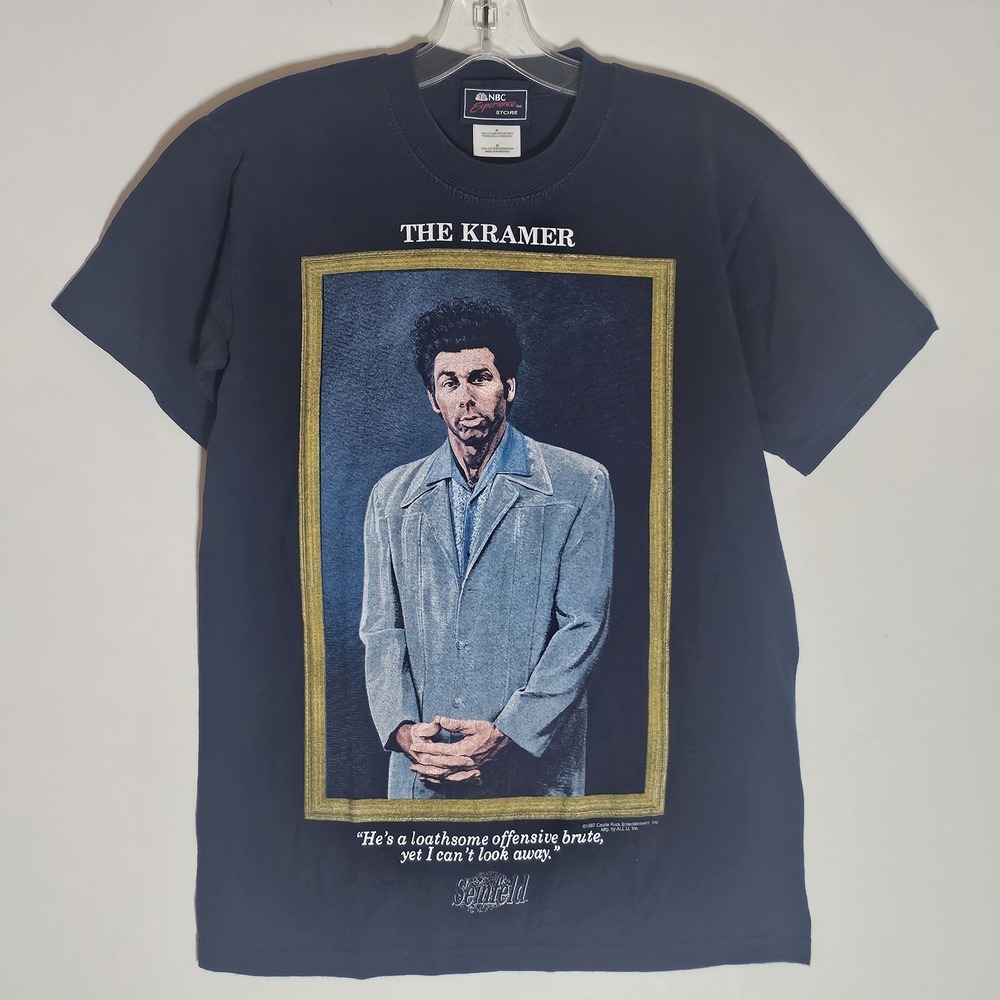Vintage SEINFIELD The Kramer T-Shirt Men Small Blue NBC Experience Portrait 1997